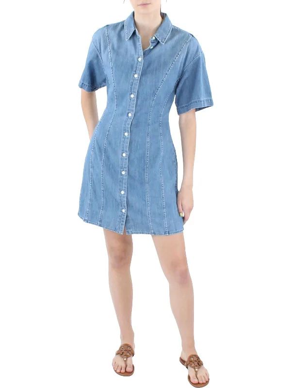 Womens Denim Mini Shirtdress