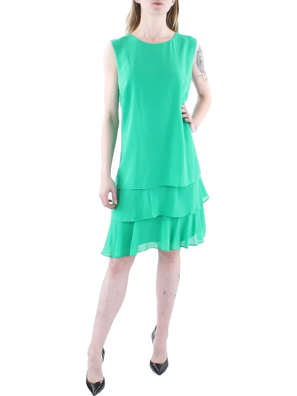 Womens Georgette Crinkle Shift Dress