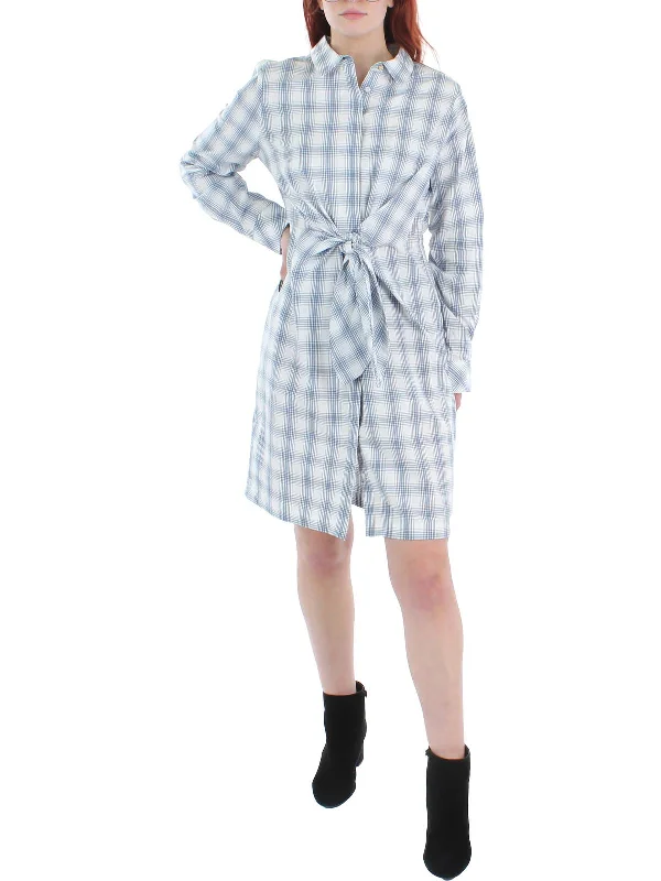 Womens Plaid Above Knee Shirtdress