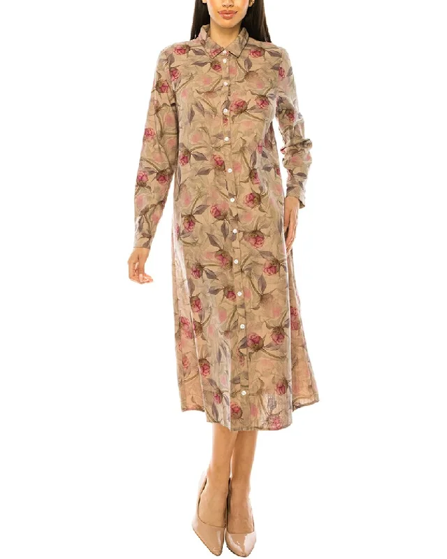 YAL New York Roses Printed Button Down Dress