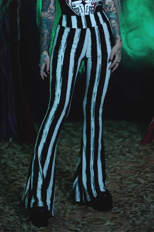 Black and White Striped Hellz Bellz Flares [BLACK/WHITE]