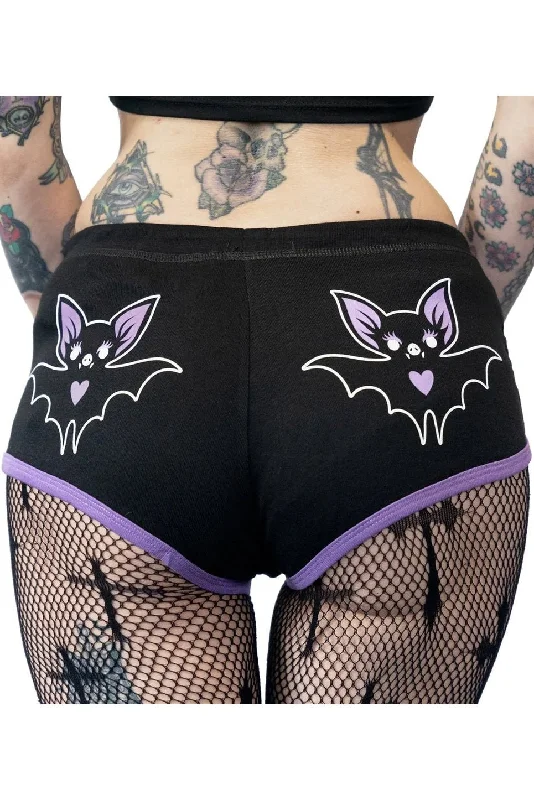 Heart Bat Purple Trim Short Shorts