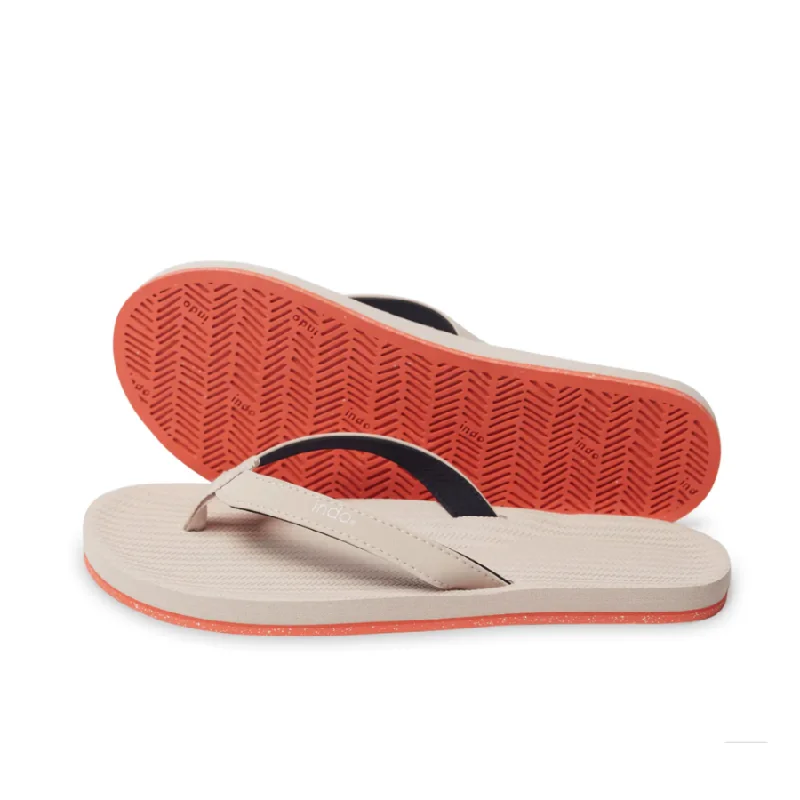 Women's White Flip Flops with Orange Sneaker Sole